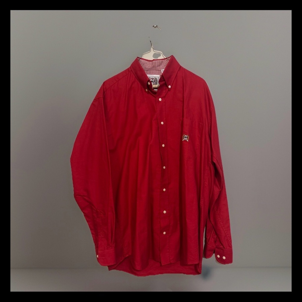 Cinch Long Sleeve Button Down Shirt, Red, Sz M, Western